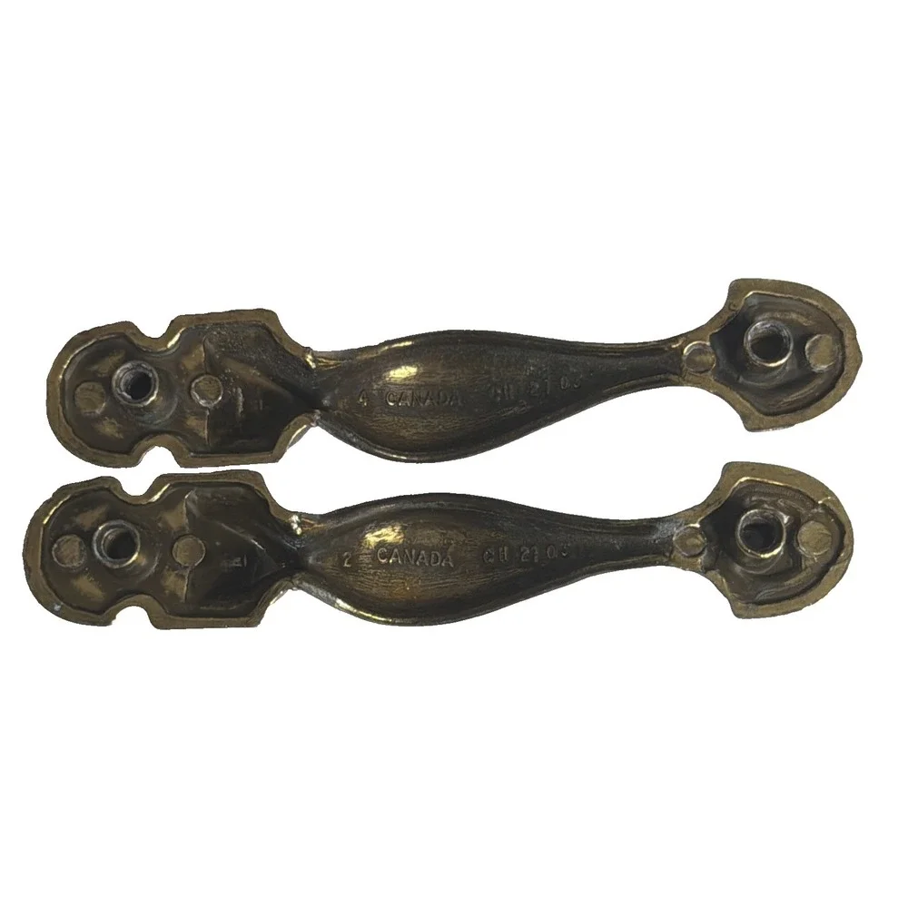 2 Vintage Thumb Rest handles Cabinet Pull Drawer pulls Canada CH 2103 Brass